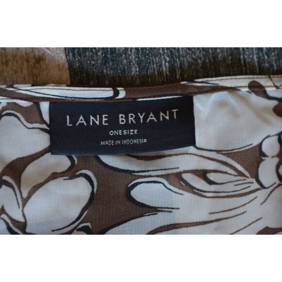 Lane Bryant One Size Maxi Chiffon Over Piece Brown White Sheer Boho Summer Fall - Picture 5 of 8